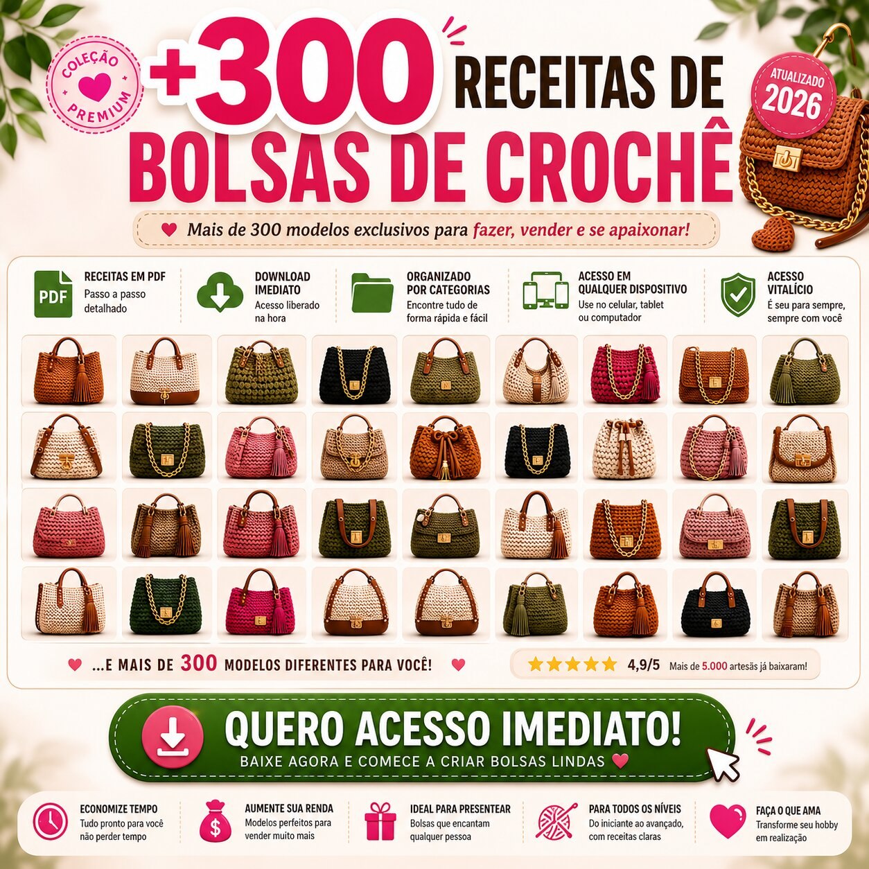 +300 Receitas de Bolsa Croche – Pacote PDF