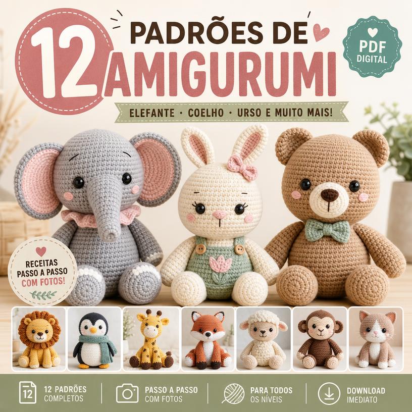 12 Padrões de Animais em Amigurumi