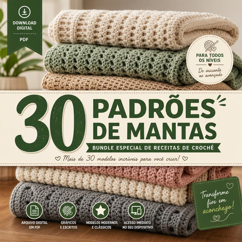 30 Padrões de Mantas em Crochê